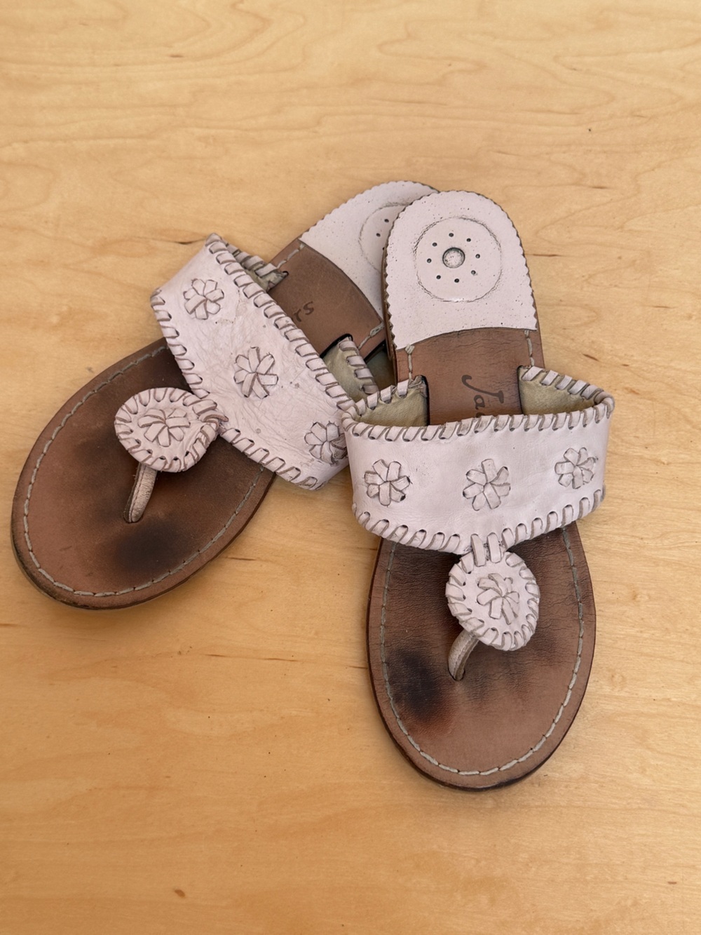 Jack Rogers Girls Leather Pink Miss Jacks size 3 big kids EUC